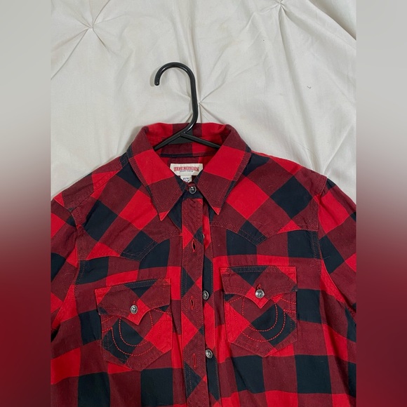 True Religion women’s red/black flannel - Picture 4 of 10
